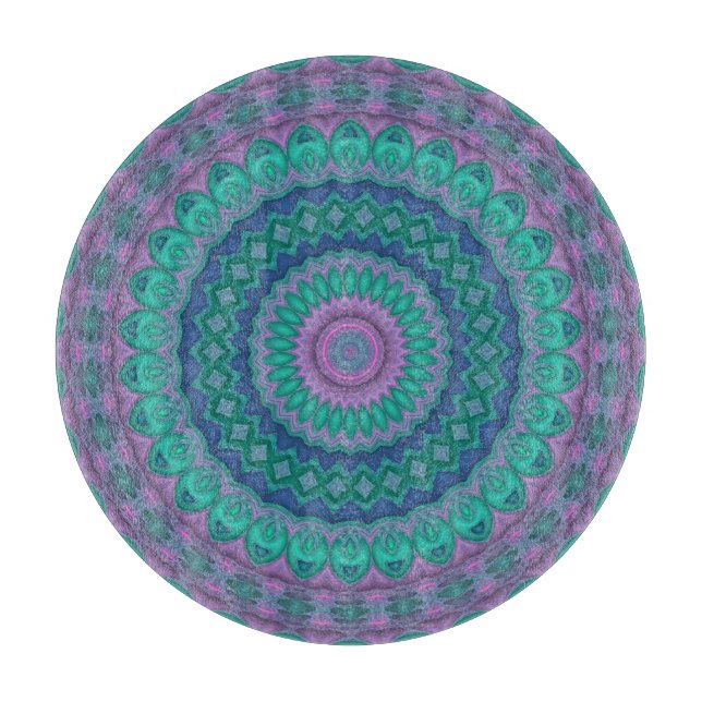 Groovy Hippie Trippy Colorful Jewel Tone Mandala Schneidebrett (Vorderseite)