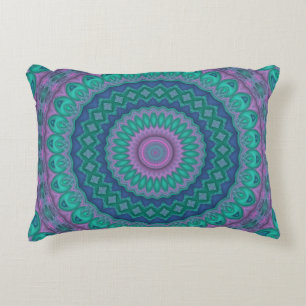 Groovy Hippie Trippy Farbige Juwel-Ton Mandala Dekokissen