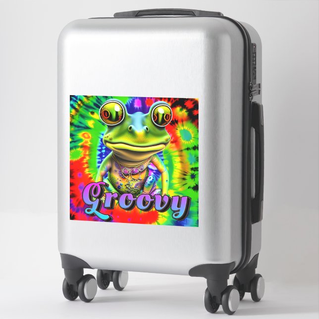 Groovy Hippie Trippy Frog Psychedelic Aufkleber (Koffer)