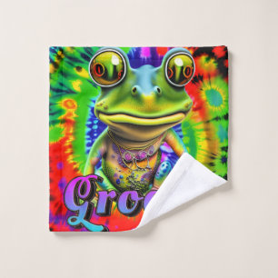 Groovy Hippie Trippy Frog Psychedelic Waschlappen