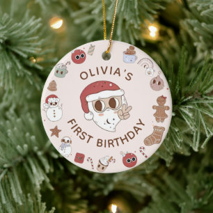 Groovy Hippie Weihnachten Geburtstag Keramik Ornam Ornament