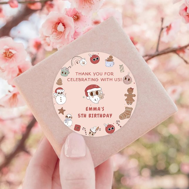 Groovy Hippie Weihnachtsfeier Runder Aufkleber (Von Creator hochgeladen)