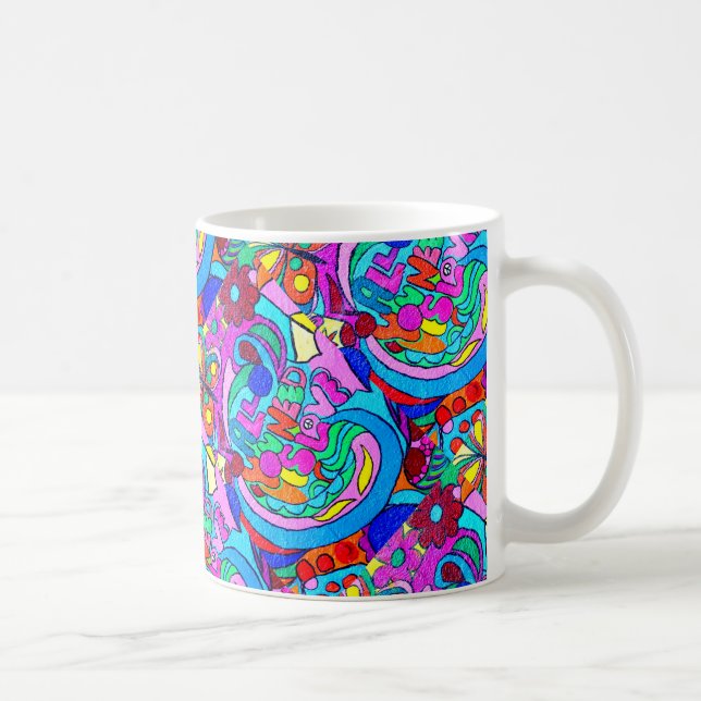 groovy Hippieart-MehrfarbenLiebe Kaffeetasse (Rechts)