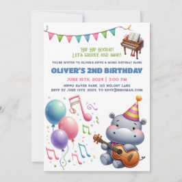 "Groovy Hippo Birthday Bash Bonanza!" Einladung