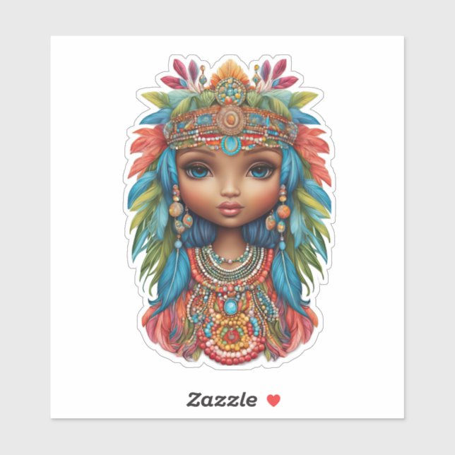 Groovy Hippy Girl Sticker Custom-Cut Vinyl Sticker (Blatt)