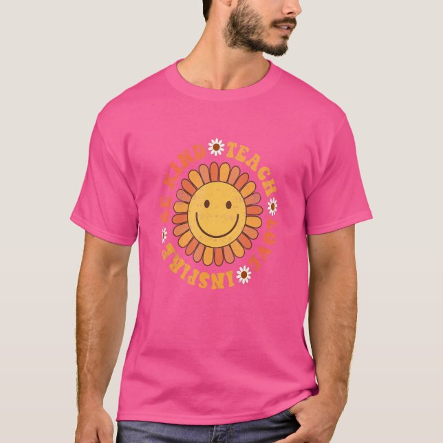 Groovy Hippy Teacher Seien nette Liebe Inspirier E T-Shirt (Vorderseite)