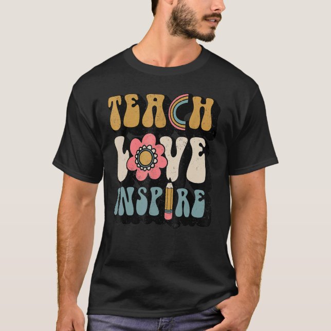 Groovy Hippy Teacher Seien nette Liebe Inspirier E T-Shirt (Vorderseite)