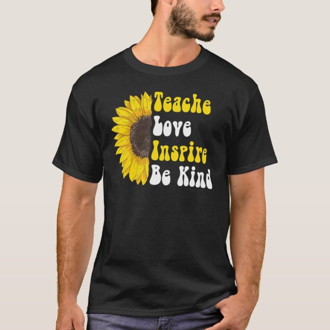 Groovy Hippy Teacher Seien nette Liebe Inspirier E T-Shirt (Vorderseite)
