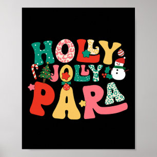 Groovy Holly Xmas Jolly Para Merry Christmas Vibes Poster