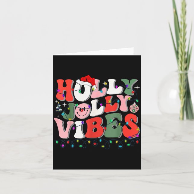 Groovy Holly Xmas Jolly Vibes Christmas Lights San Karte (Vorderseite)