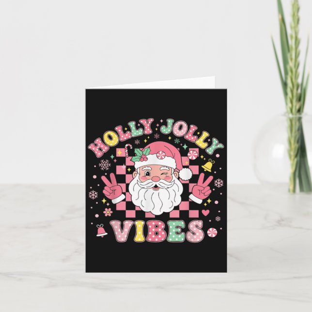 Groovy Holly Xmas Jolly Vibes Nk Christmas Santa M Karte (Vorderseite)