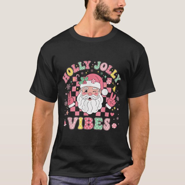 Groovy Holly Xmas Jolly Vibes Nk Christmas Santa M T-Shirt (Vorderseite)