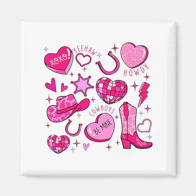 Groovy Howdy Valentine Western Valentines Day Cowb Magnet (Vorne)