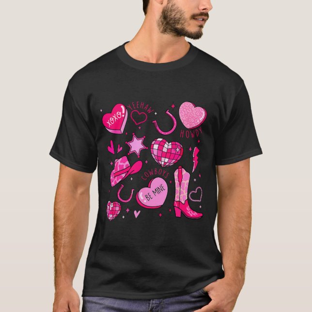 Groovy Howdy Valentine Western Valentines Day Cowb T-Shirt (Vorderseite)