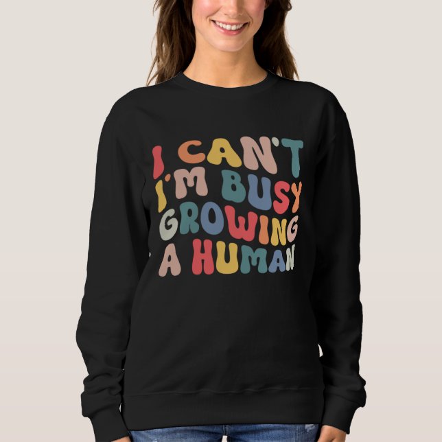 Groovy I Cant Im Busy Growing a Human Funny Mother Sweatshirt (Vorderseite)