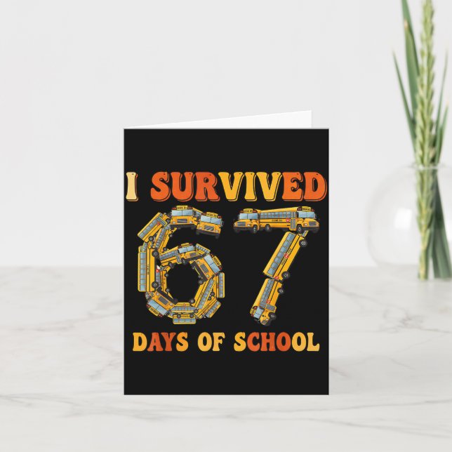 Groovy I Survived 67 Days Of School Funny 67 Meme  Karte (Vorderseite)
