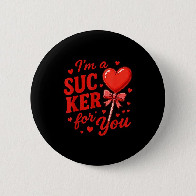 Groovy ich bin ein Narr für dich Retro-Herz Candy  Button (Vorderseite)