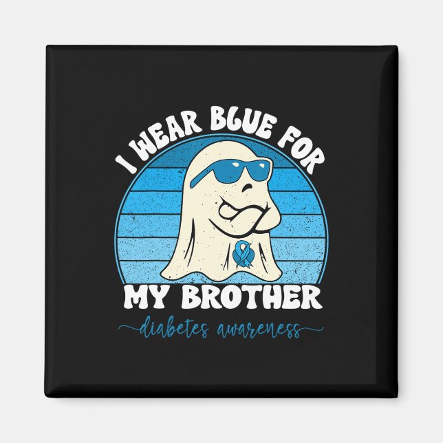 Groovy Ich trage Blau für meinen Bruder Diabetes T Magnet (Vorne)