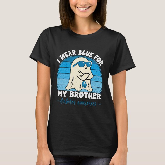 Groovy Ich trage Blau für meinen Bruder Diabetes T T-Shirt (Vorderseite)