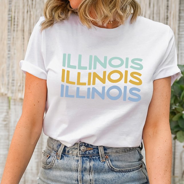 Groovy Illinois Shirt (Infuse your style with state pride in our "Groovy Illinois" Shirt featuring wavy text – a cool and u)