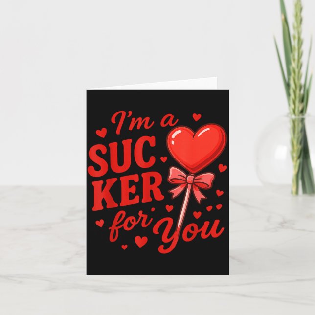 Groovy I'm A Sucker For You Retro Heart Candy Vale Karte (Vorderseite)