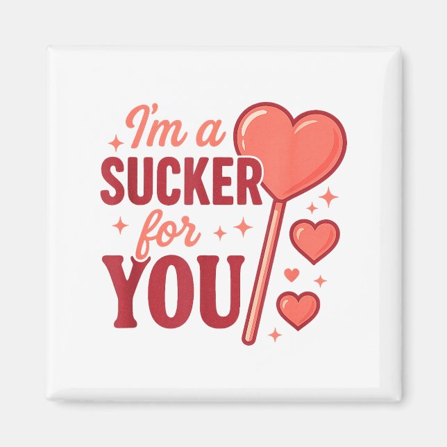 Groovy I'm A Sucker For You Retro Heart Candy Vale Magnet (Vorne)