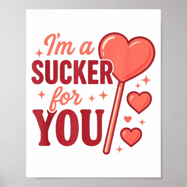 Groovy I'm A Sucker For You Retro Heart Candy Vale Poster (Vorne)