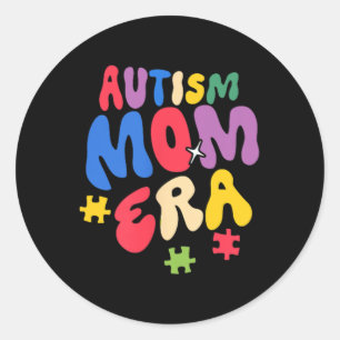Groovy in meiner Autismus-Mama Era Funny Awareness Runder Aufkleber