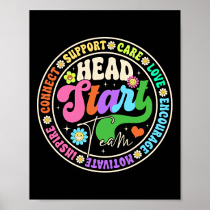 Groovy Inspirieren Ermutigen Liebe Head Start Team Poster