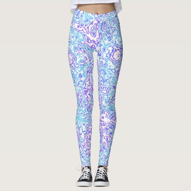 Groovy Jewel Tone Retro Boho Trippy Hippie Marble Leggings (Vorderseite)
