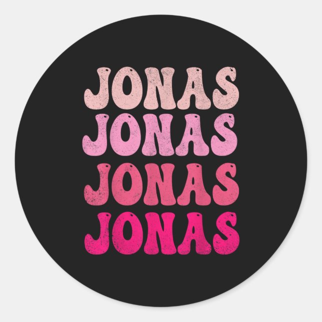 Groovy Jonas Vorname D I Love Jonas Tees Meme  Runder Aufkleber (Vorderseite)