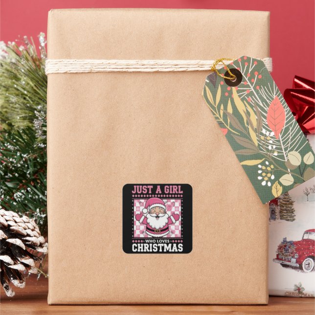 Groovy Just A Girl, die Weihnachten Weihnachten We Quadratischer Aufkleber (Feiertag)