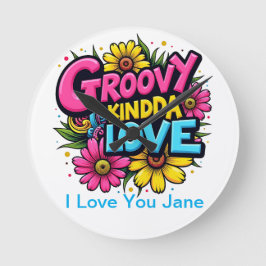 Groovy Kinda Liebe Runde Wanduhr