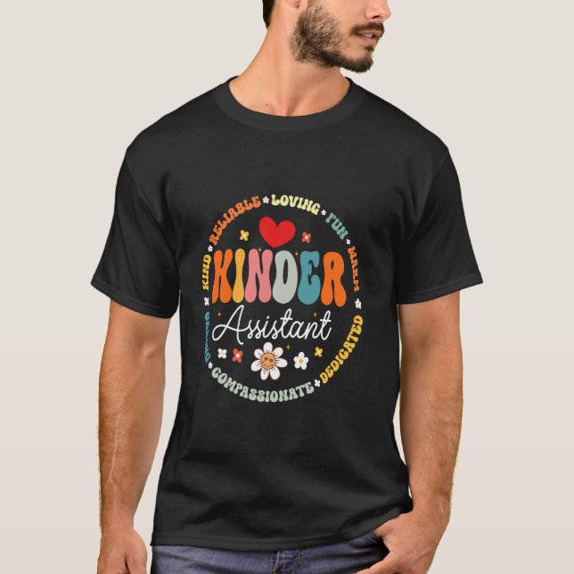 Groovy-Kindergarten-Assistent-Lehrer Erster Schult T-Shirt (Vorderseite)