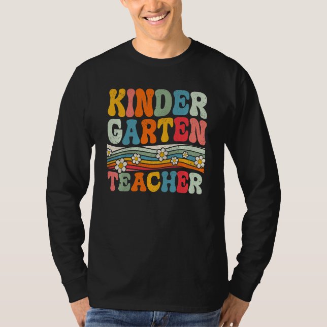 Groovy Kindergarten Teacher First Day Of Back To S T-Shirt (Vorderseite)