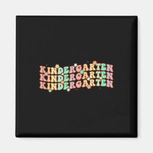 Groovy Kindergarten Vibes Face Retro Lehrer zurück Magnet