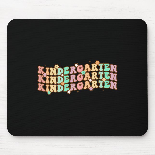 Groovy Kindergarten Vibes Face Retro Lehrer zurück Mousepad (Vorne)