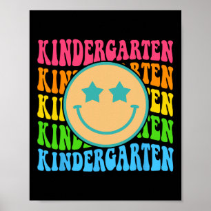 Groovy Kindergarten Vibes Face Retro Lehrer zurück Poster
