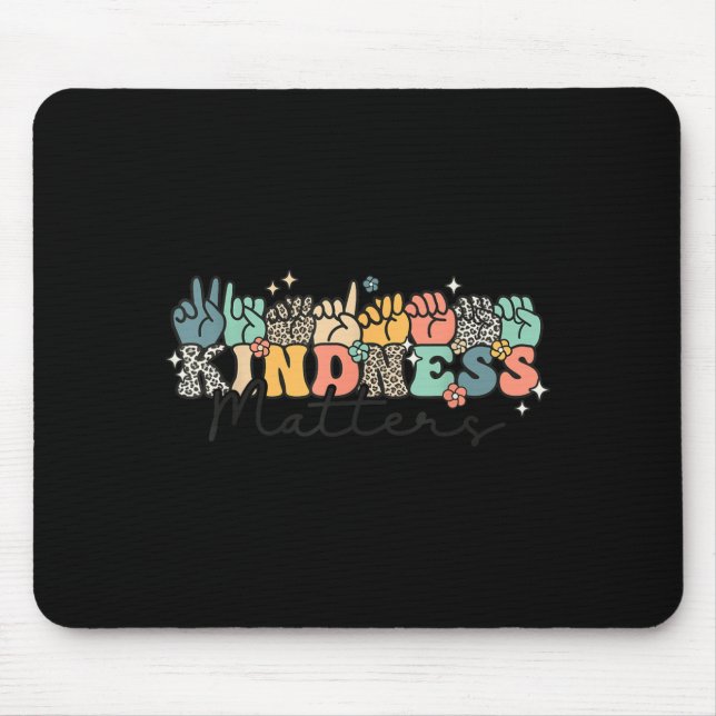 Groovy Kindness Gebärdensprache ASL Fingerspelling Mousepad (Vorne)
