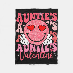 Groovy Lächeln Gesicht Tante Valentinstag Tochter Fleecedecke