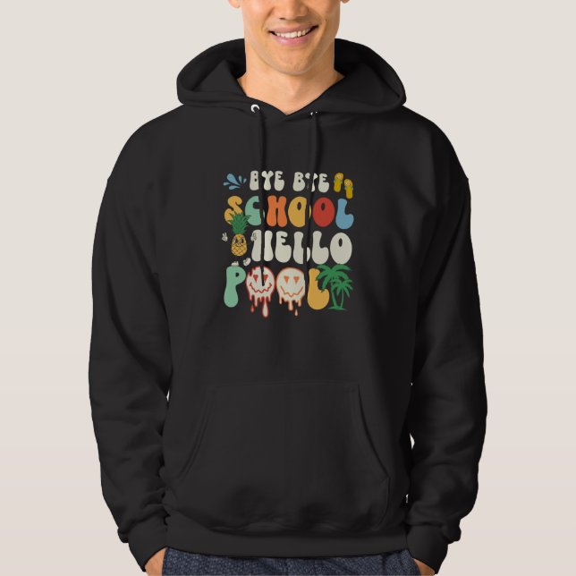 Groovy Last Day Of School Hello Summer Teacher Kid Hoodie (Vorderseite)