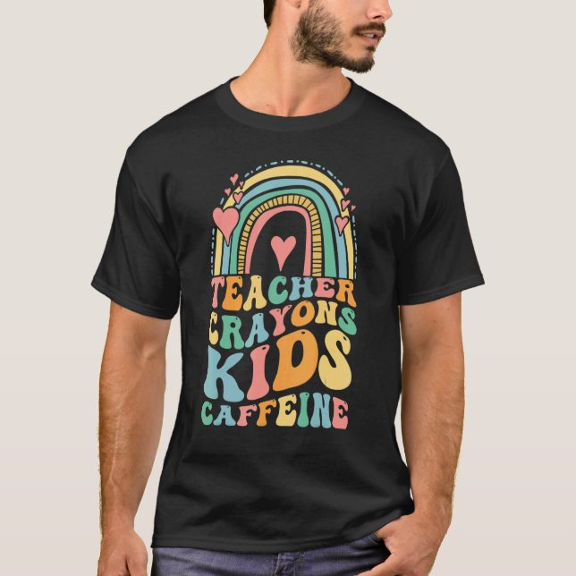 Groovy Last Day of School Teachers Crayons Kids Ca T-Shirt (Vorderseite)