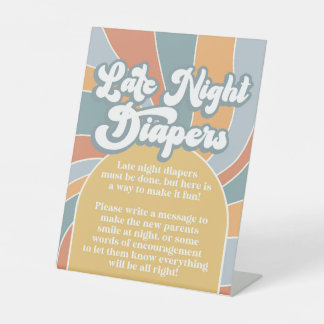 Groovy Late Night Diapers Retro Sonnenscheindusche Sockelschild