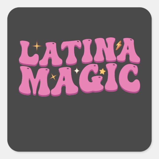 Groovy Latina Magic Niedlich Pink Quadratischer Aufkleber (Vorderseite)
