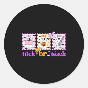 Groovy Lehrer Halloween Trick Or Teach Geist Männe Runder Aufkleber