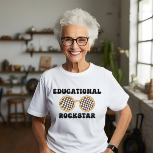 Groovy Lehrer Retro-Schrift Sonnenbrille Rockstar T-Shirt