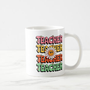 Groovy Lehrer Süße Gänseblümchen Retro Zurück zur Kaffeetasse