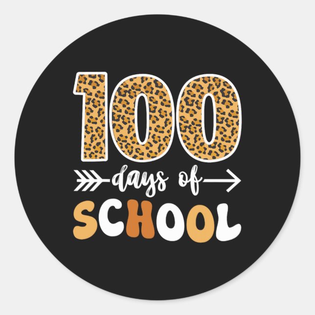 Groovy Leopard 100. Schullehrer Kinder 10 Runder Aufkleber (Vorderseite)