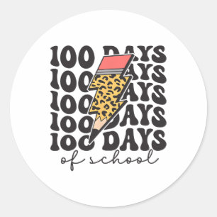 Groovy Leopard Pencil 100 Tage Schullehrer K Runder Aufkleber