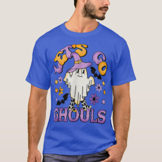 Groovy Let's Go Ghouls Floral Ghost Hippie Hallowe T-Shirt